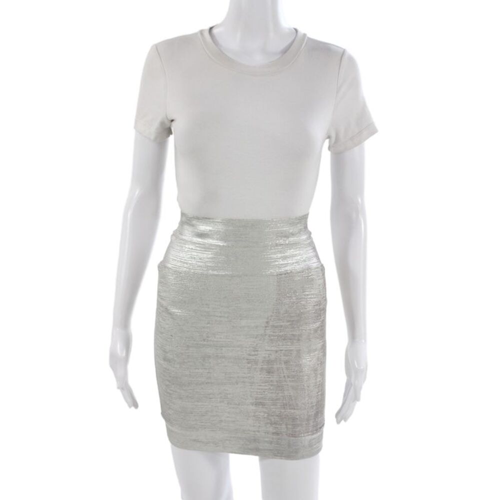 Herve Leger Women Bandage Mini Skirt Gray Size XS